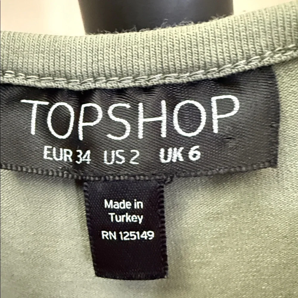 Topshop Olive Green Mini Dress - Picture 2 of 4